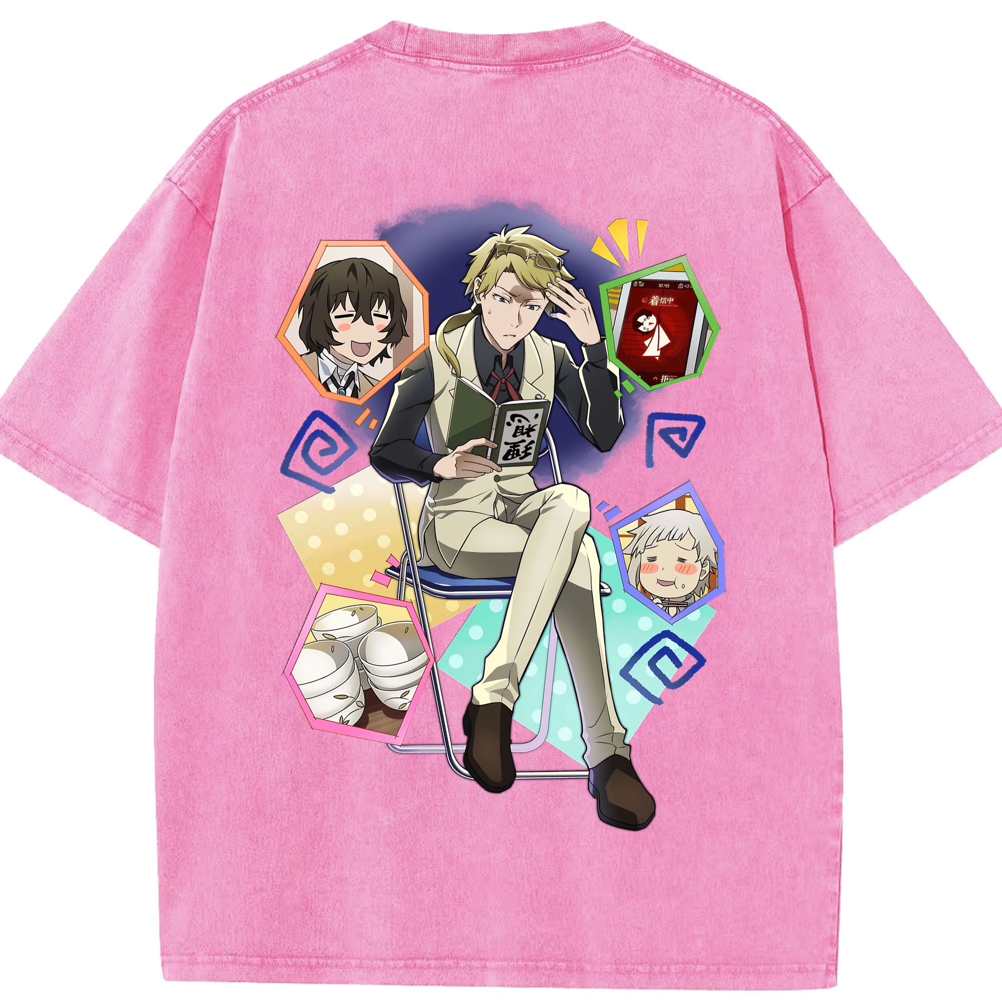 （画像用） 文豪ストレイドッグス Bungo Stray Dogs 綿100% ヴィンテージ風 半袖Tシャツ（背面プリント）